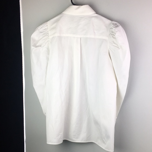 Derek button down blouse crisp cotton with gathered shoulder and sleeves - Picture 7 of 8